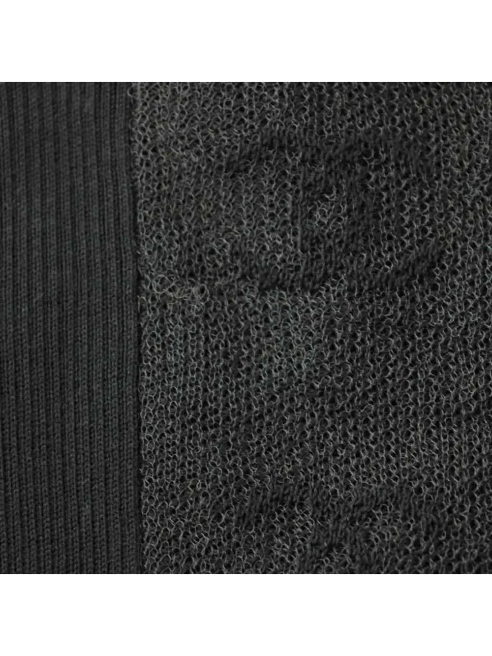 Chanel CC Logo Knit Short Sleeve Top Side Mesh Black Sweater 42